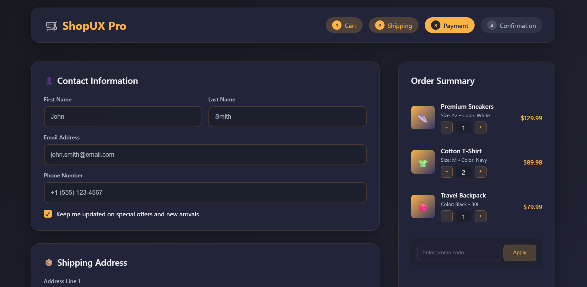 E-commerce Checkout Experience