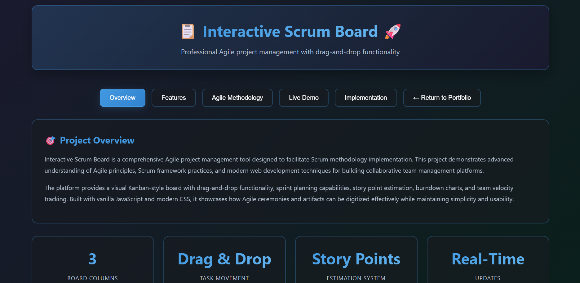 Professional Interactive Scrum Board