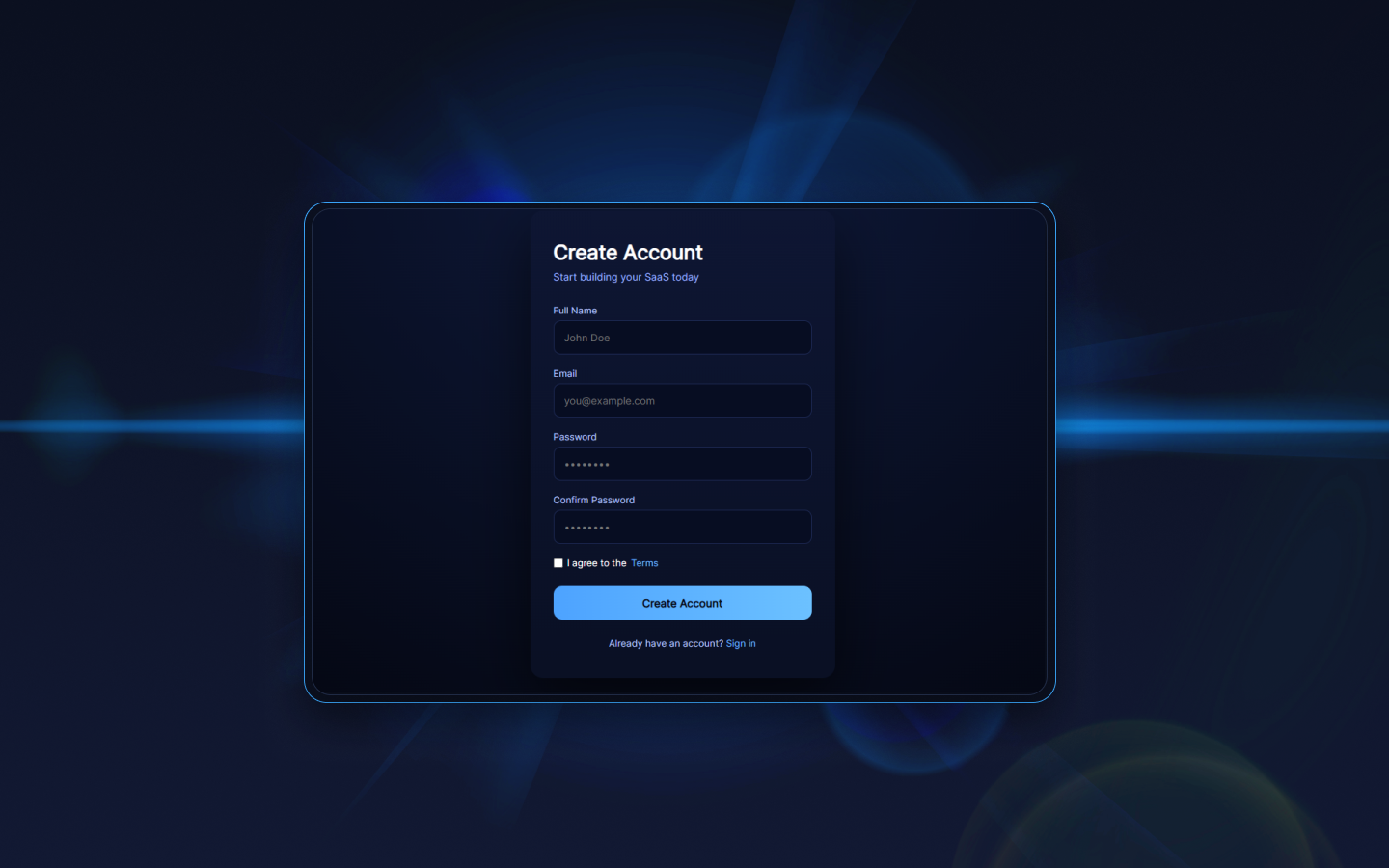 Create Password Page
