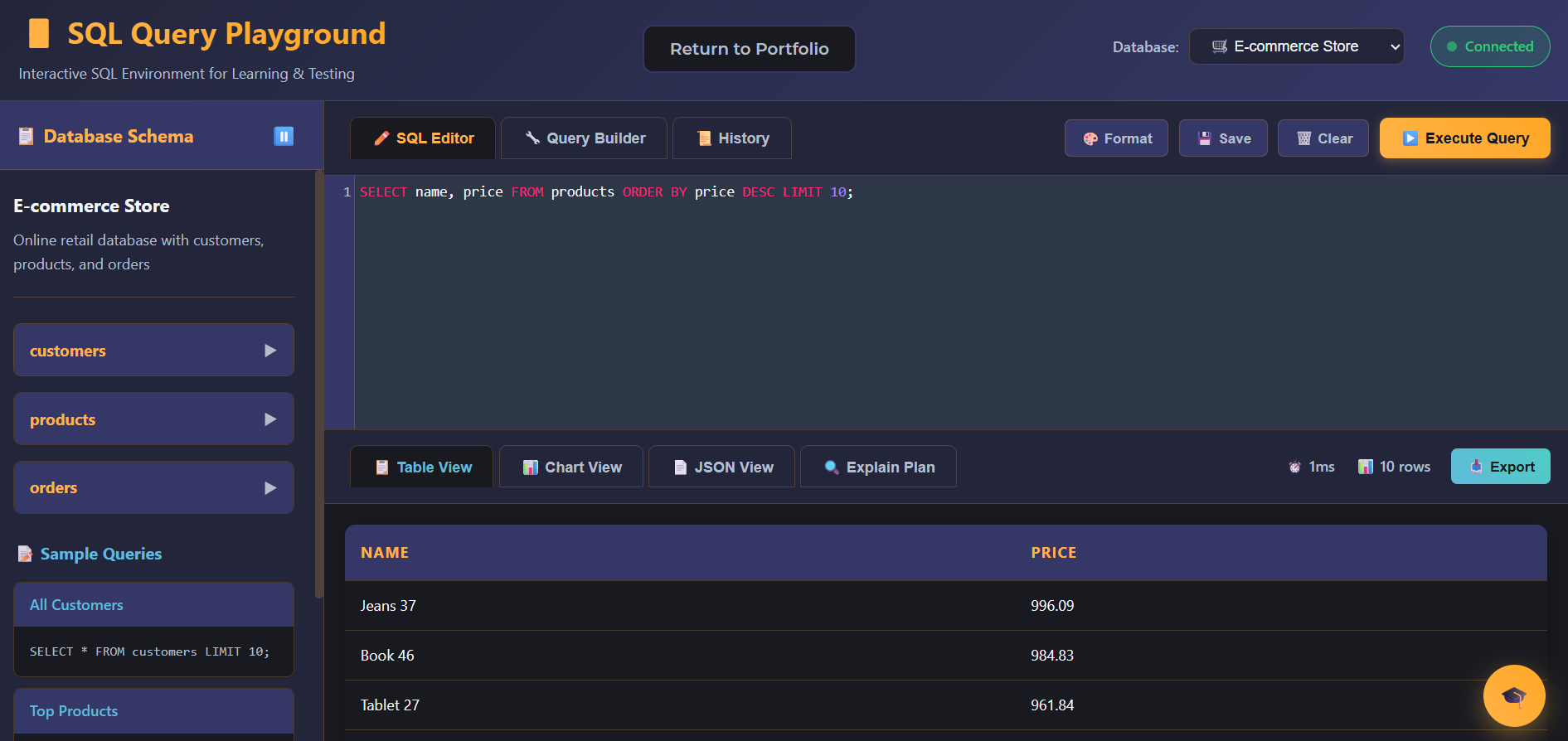 SQL Query Playground